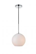 Elegant LD2207C - Baxter 1 Light Chrome Pendant with Frosted White Glass