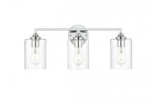 Elegant LD7315W23CH - Mayson 3 Light Chrome and Clear Bath Sconce