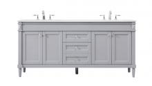 Elegant VF31872DGR - 72 Inch Double Bathroom Vanity in Grey