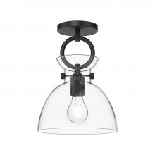 Alora Lighting SF411809MBCL - Waldo 9-in Matte Black/Clear Glass 1 Light Semi Flush Mount