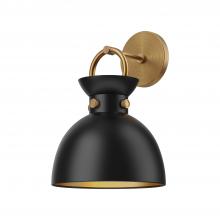 Alora Lighting WV411309AGMB - Waldo 9-in Aged Gold/Matte Black 1 Light Wall/Vanity