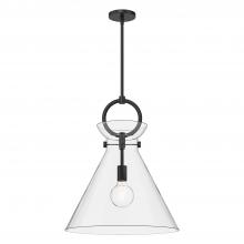 Alora Lighting PD412518MBCL - Emerson 18-in Matte Black/Clear Glass 1 Light Pendant