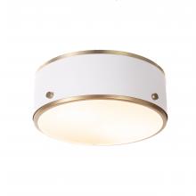 Russell Lighting FM7082/WHSG - Percussion - 3 Light Ceiling Light in White with Soft Gold