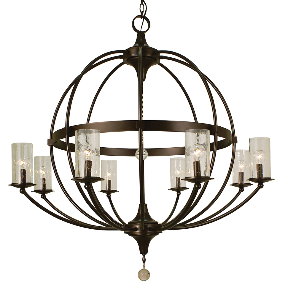 8-Light Matte Black Compass Foyer Chandelier