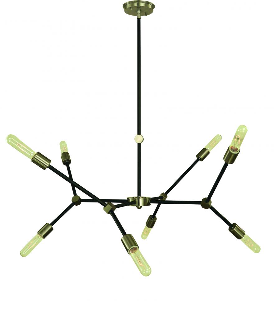 8-Light Antique Brass/Matte Black Accents Kinetic Dining Chandelier