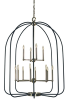 Framburg 4932 AB/MBLACK - 12-Light Antique Brass/Matte Black Boulevard Chandelier