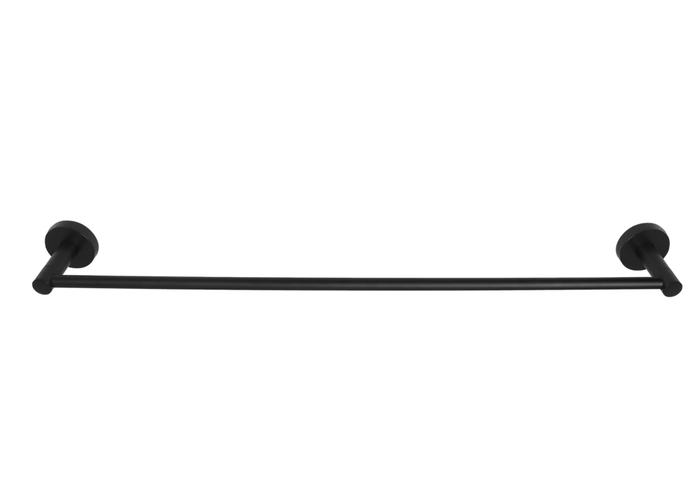 Modern Round 24" Towel Bar - Matte Black