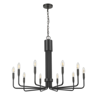 HOMEnhancements 70508 - Vivio Alph 10-Light Flat Bottom Chandelier - MB(E12)