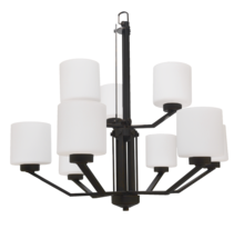 HOMEnhancements 19659 - Paris 9-Light Chandelier - MB White Cylinder Glass