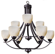 HOMEnhancements 17861 - Victoria 9-Light Chandelier - RB Tea Stain Glass