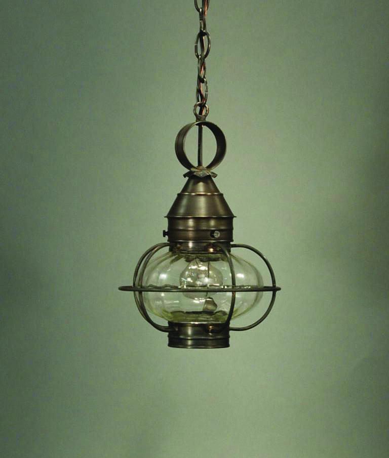 Caged Onion Hanging Dark Brass Medium Base Socket Clear Glass