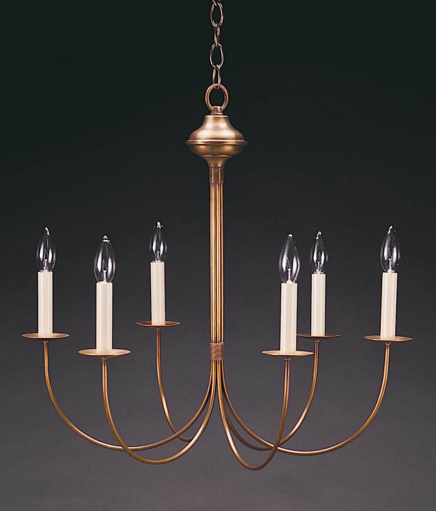 Hanging J-Arms Dark Antique Brass 6 Candelabra Sockets