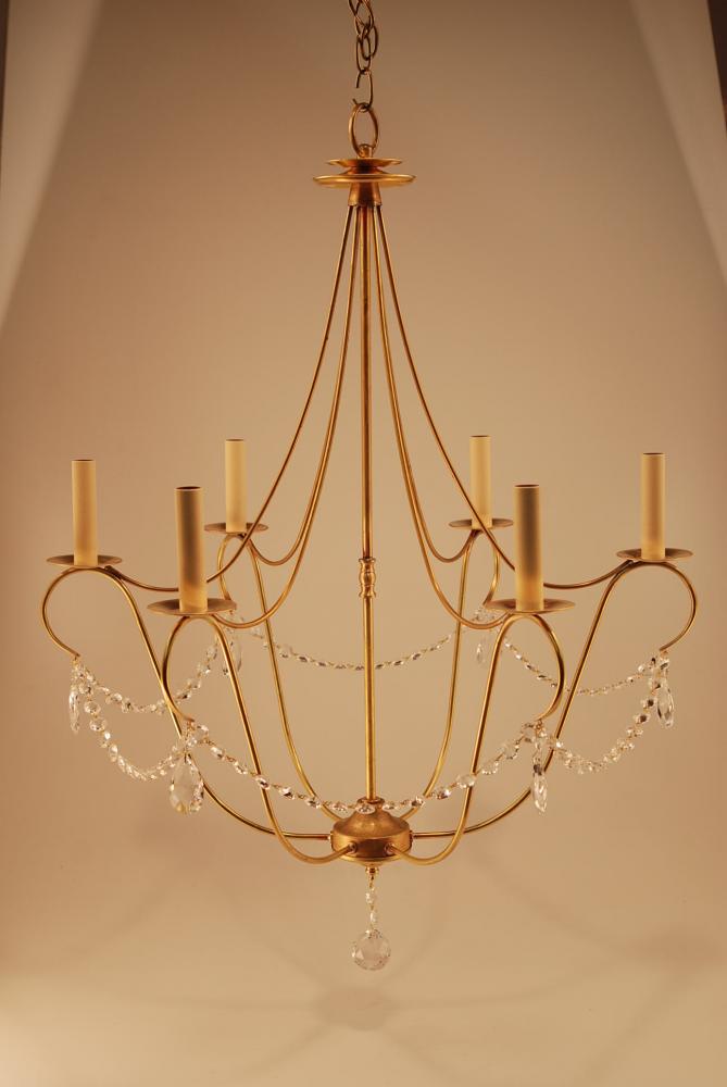 Hanging Dark Antique Brass 6 Candelabra Sockets