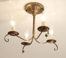 Northeast Lantern 984F-RB-LT4 - Flush S-Arms With Curl Raw Brass 4 Candelabra Sockets