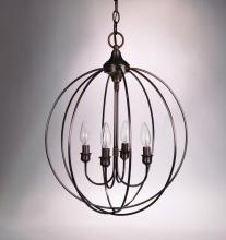 Northeast Lantern CH904-DAB-LT4 - Hanging Circle Chandelier Dark Antique Brass 4 Candelabra Sockets