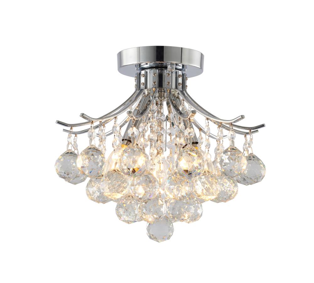 Metal & Crystal Semi Flush Mount