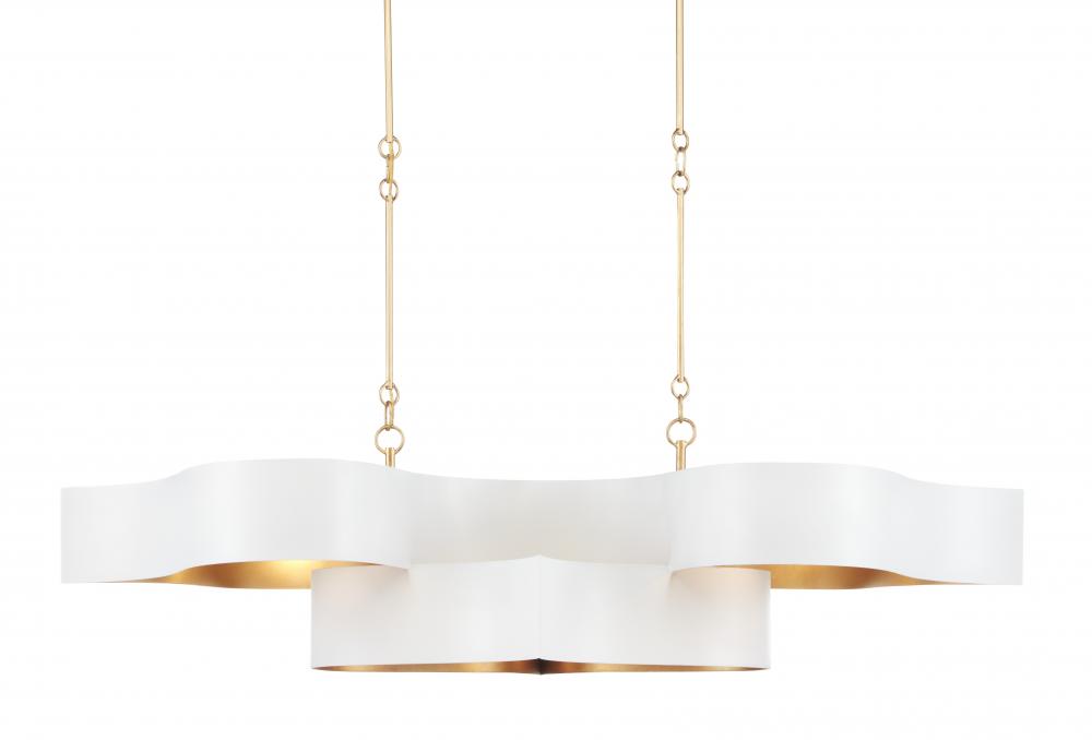 Grand Lotus White Oval Chandelier