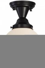 Meyda White 143582 - 8"W Revival Schoolhouse White Globe Semi-Flushmount