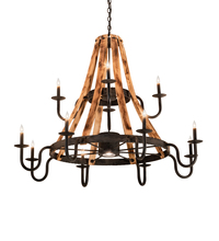 Meyda White 213961 - 54" Wide Barrel Stave Madera 12 Light Chandelier